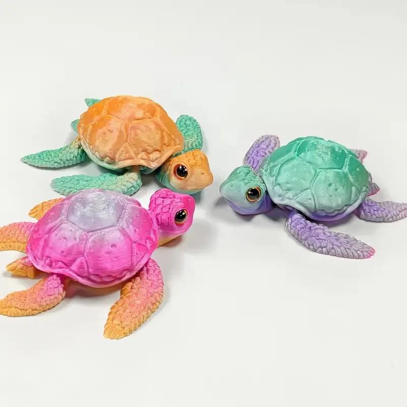 3D Printed Turtle Figurines Movable Joints Creative Collection Desktop Decoration Ornaments Holiday Gifts for Decoration Crafts