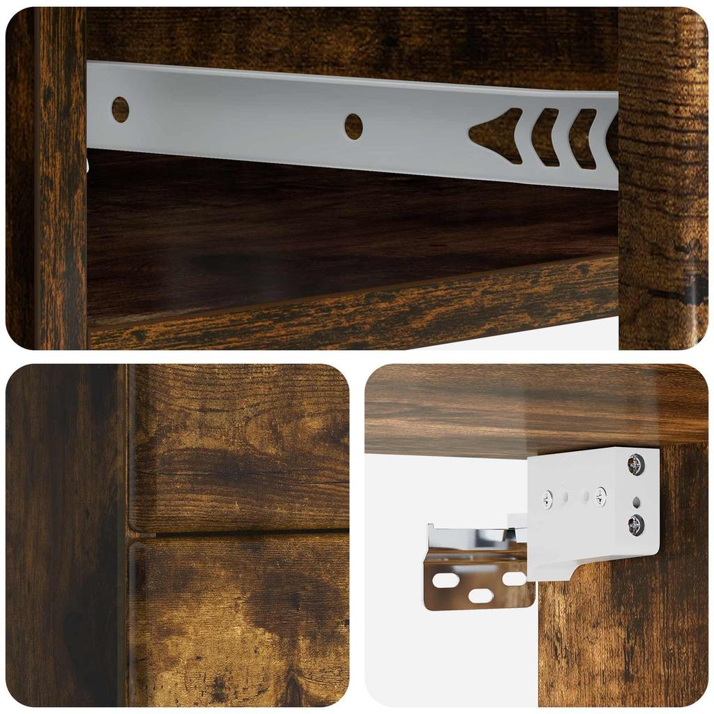 Wall Mounted Nightstand 2 Pcs Smoked Oak Wood Based Material