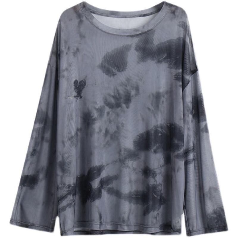 T-shirt Women Tie Dye Long Sleeve Ladies Spring Loose High Street Stylish Thin Leisure Minimalist Harajuku Ins Comfortable Chic