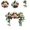 Wedding of flowers decor a rustic artificial flower with green leaves for the