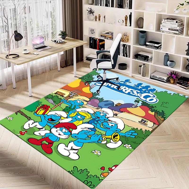 1pc Smurfs Colorful Carpet for Playroom Bedroom Living Room Sofa Home Decor,kids Game Area Rug Non-slip Floor Mat Y72390