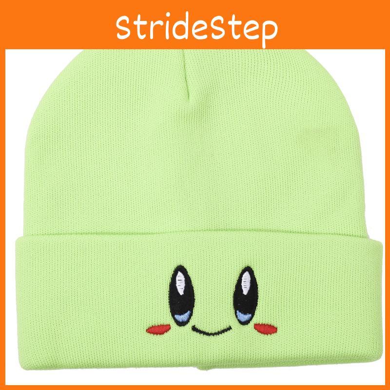 Plush Knit Cap With Big Eyed Smiling Face Embroidery Design For Outdoor Activities