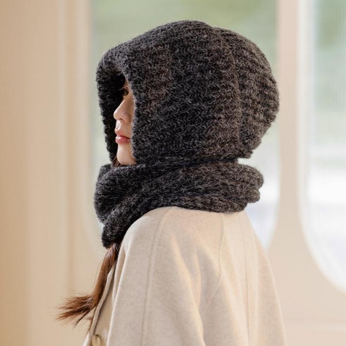Scarf Integrated Hat Women's Winter Warm Knitted Wool Hat Fashion Hat