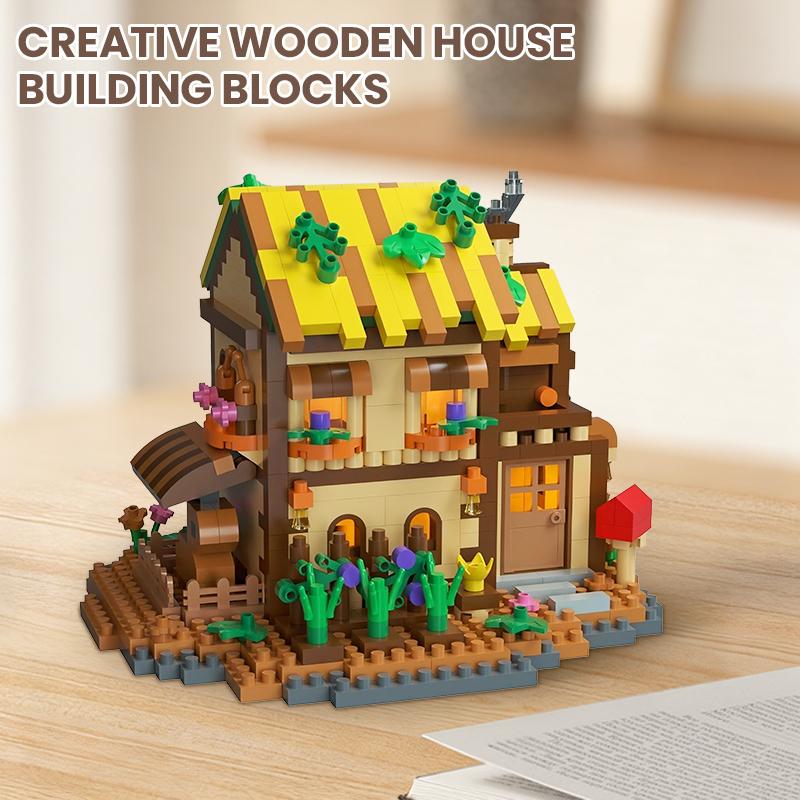 Forest Tree House Building Block Street View Windmill Assembly Construction Brick Children's Puzzle Toys for Kids Birthday Gifts