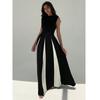 Elegance Round Neck Sleeveless Waist Black and White Color Contrast Patchwork Dress Fashion Evening Dress Women's Dress Dresses