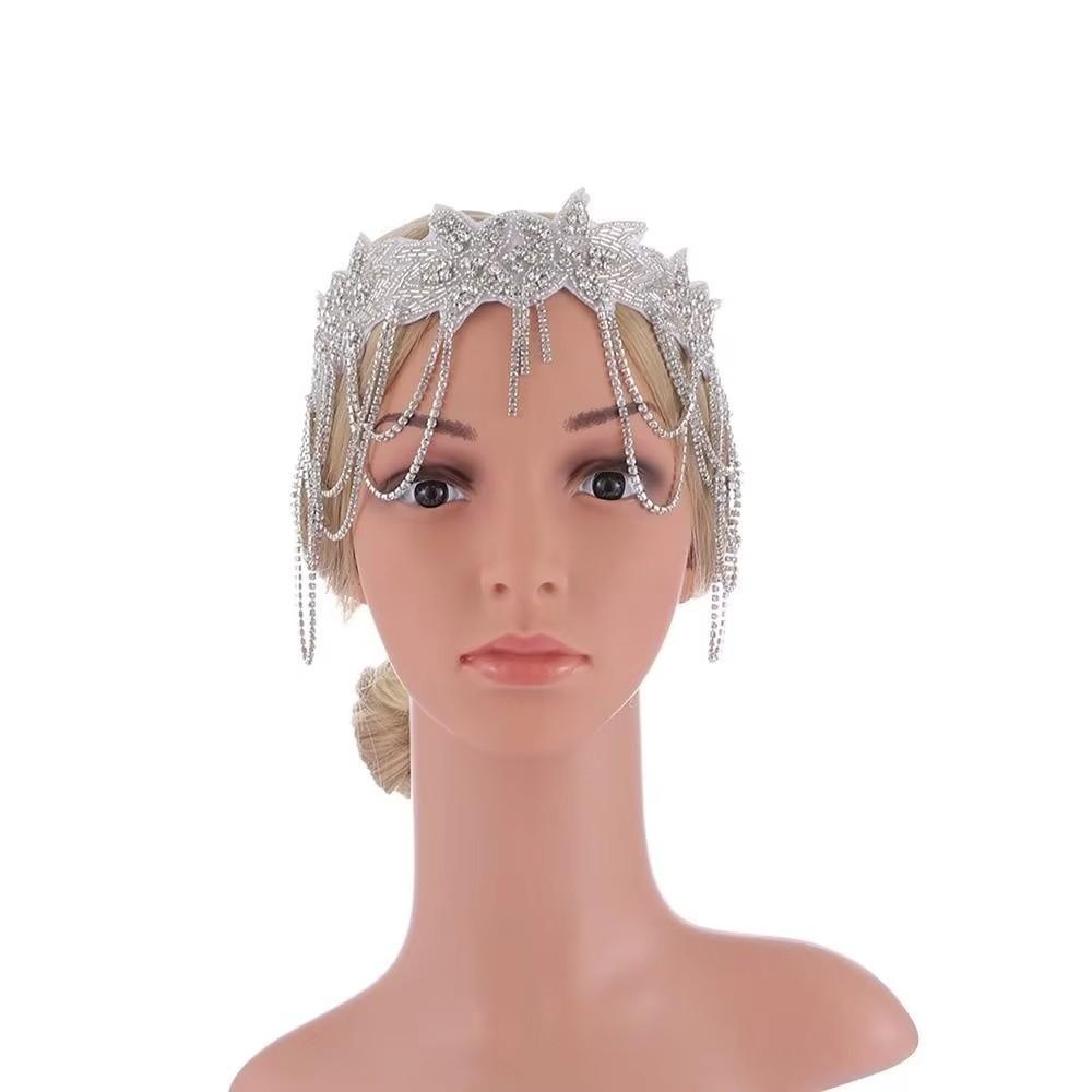 Chain Tassel Rhinestone Headband Shiny Bridal Headdress Korean Style Hair Band  Stage Performance