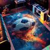 Flame Halo Soccer Ball Pattern Area Rug Dynamic Sports Style Non-Slip Floor Mat for Living Rooms Game Spaces
