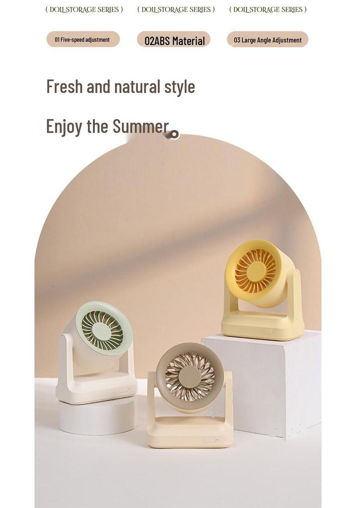 New 2026 Mini Rechargeable Silent Desktop Fan - Portable, Rotatable, Long-Lasting Office Fan
