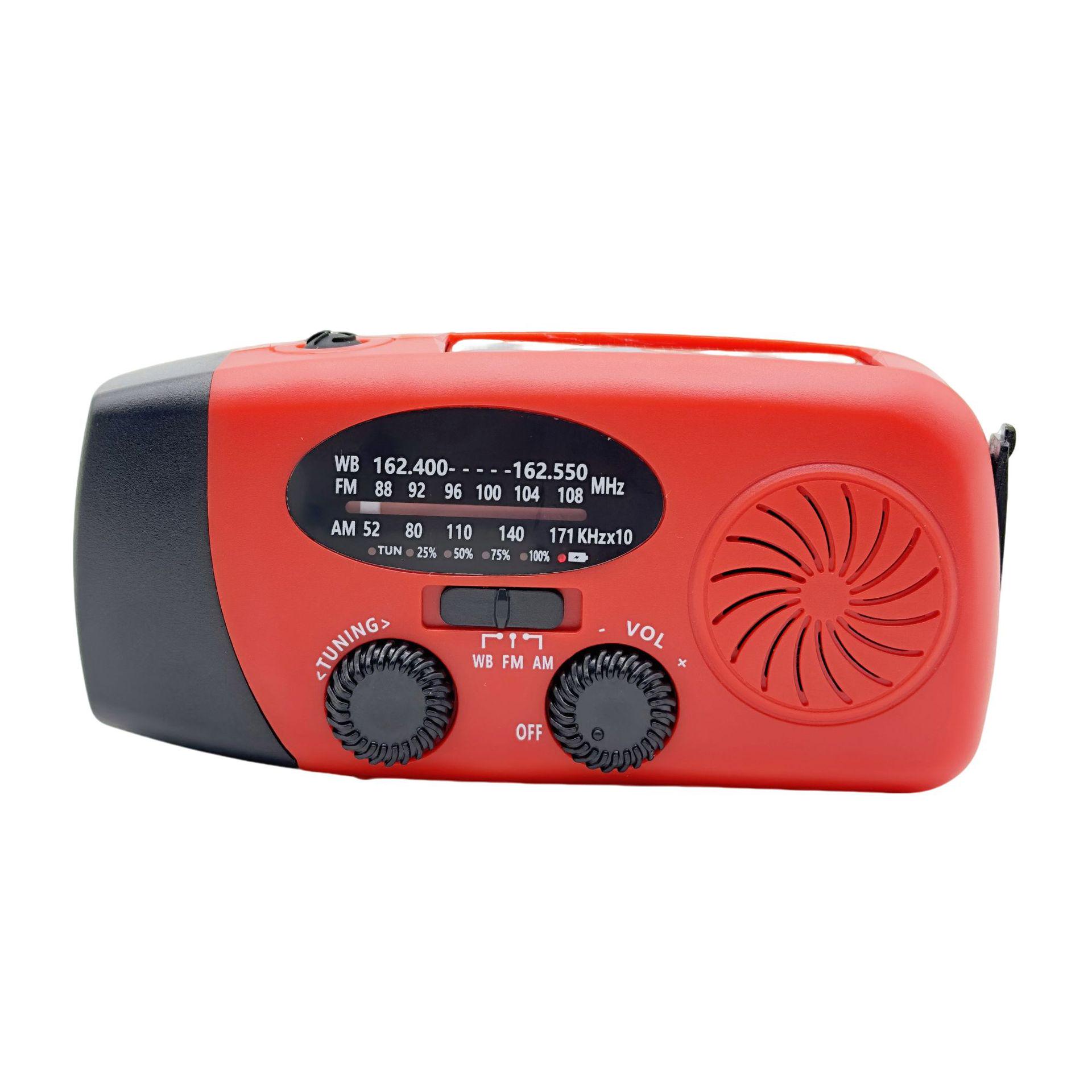 

Solar-Powered Hand-Crank Radio: FM, Emergency, Disaster-Ready, Outdoor Gear for Elderly 6000mAh красный