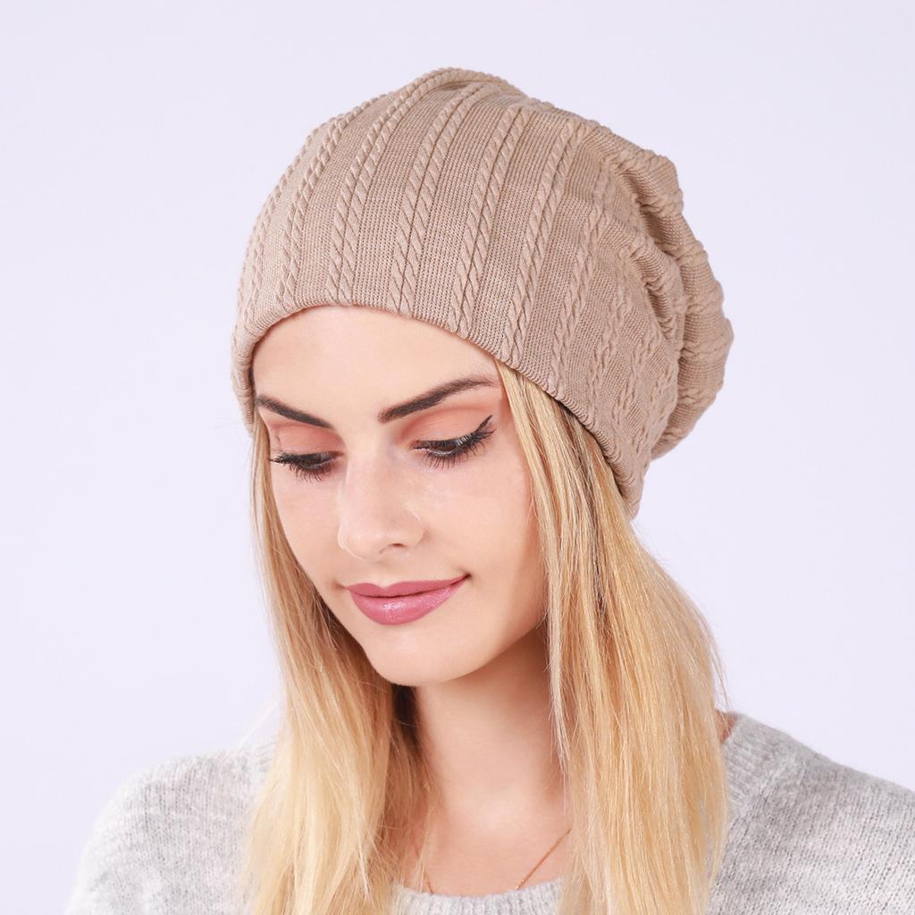 New Style Hemp Pattern Pullover Hat for Men and Women Spring and Autumn Thin Double Layered Turban Hat  Cotton Solid Color Pile Hat