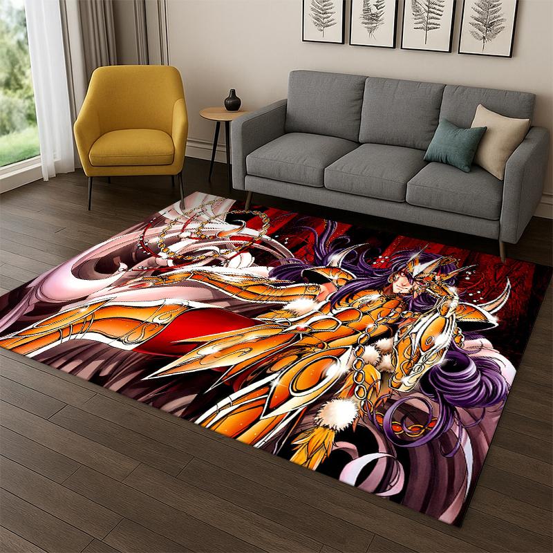 Cartoon Saint Seiya Anime Teppich für Schlafzimmer Wohnzimmer Sofa Spielzimmer Fußmatte Heimdeko, Kinder Spielbereich Teppich rutschfest Geschenk