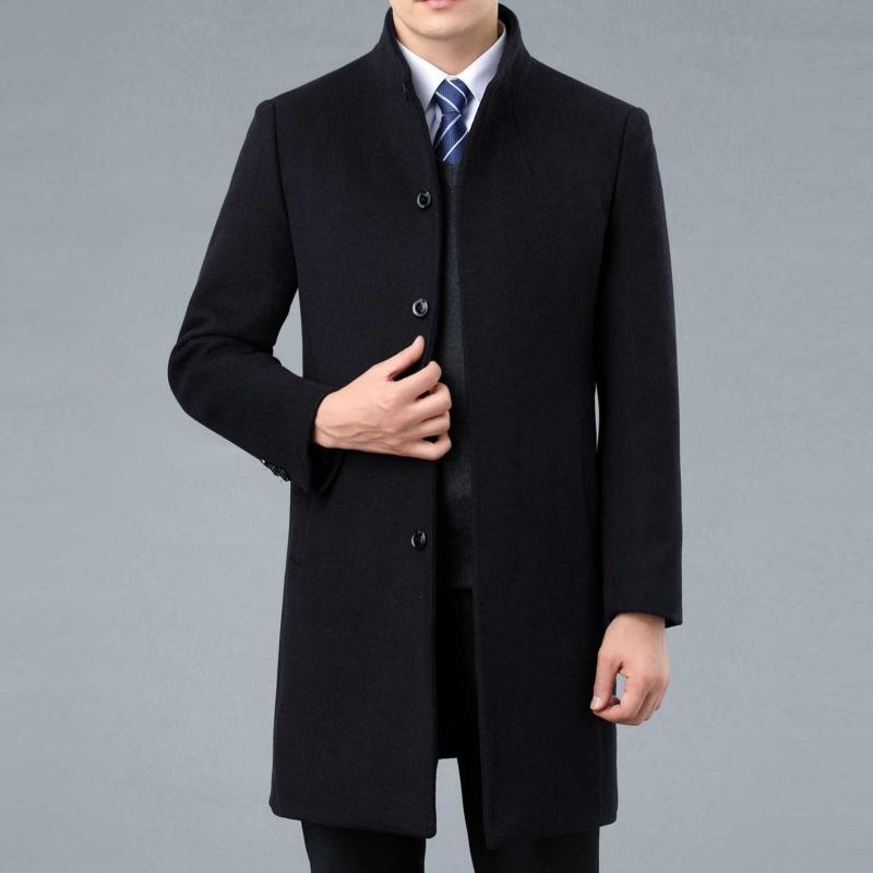 Woolen coat men's mid-length winter new style middle-aged men's wool coat autumn and winter daddy cashmere thick windbreaker