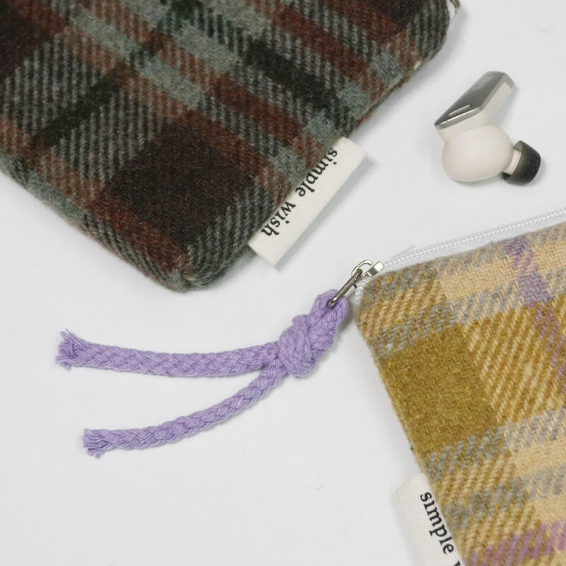 Vintage Check Striped Cloth Coin Purse Pouch ver.2