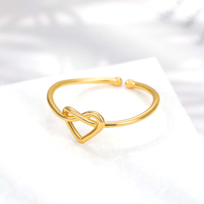 Stainless Steel Knot Heart Rings for Women Couple Simple Gold Color Open Adjustable Ring Wedding Aesthetic Jewelry anillos mujer