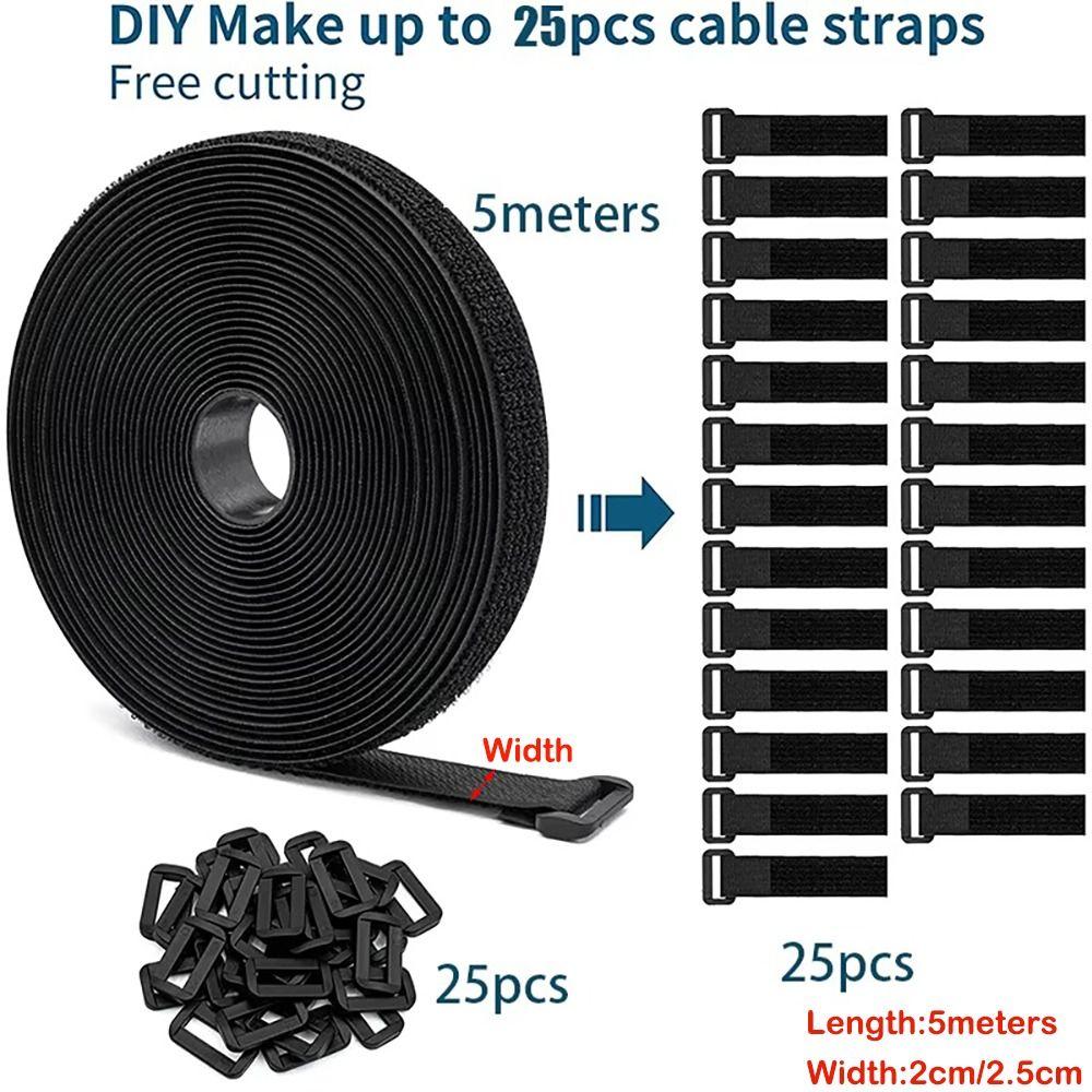 Adjustable Hook And Loop Straps Free Cut Length Cable Wire Manageme New Cord Straps