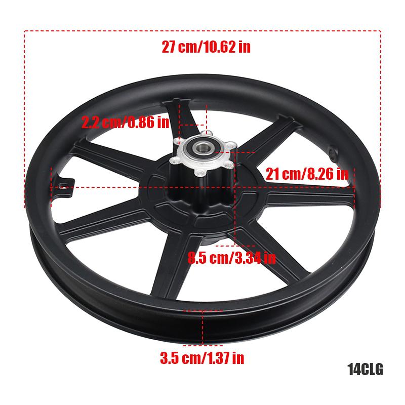 14 Inch 14X2.125 Disc Brake 6-hole 6200 Bearing Reinforced Iron Front Wheel Hub for Driving Electric Folding Car