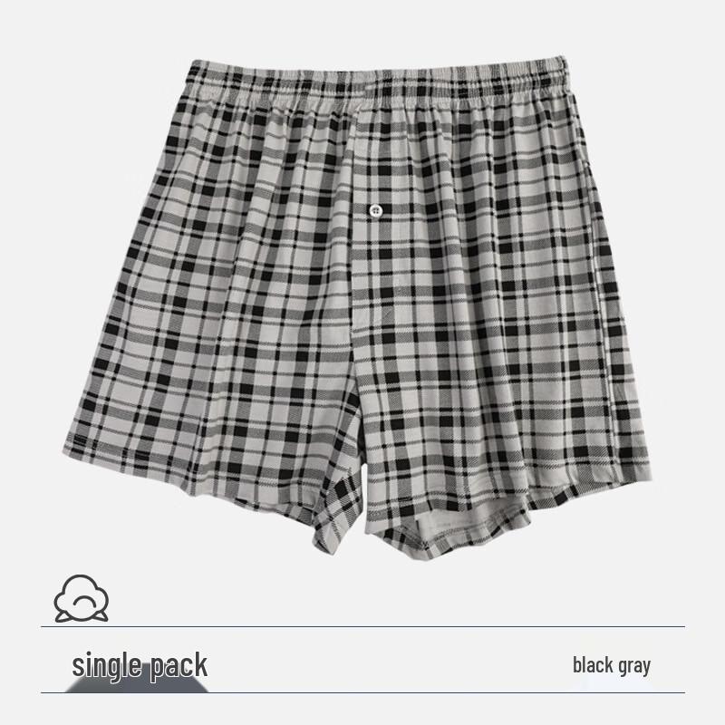 LangSha Men's Loose Plaid Boxer Shorts