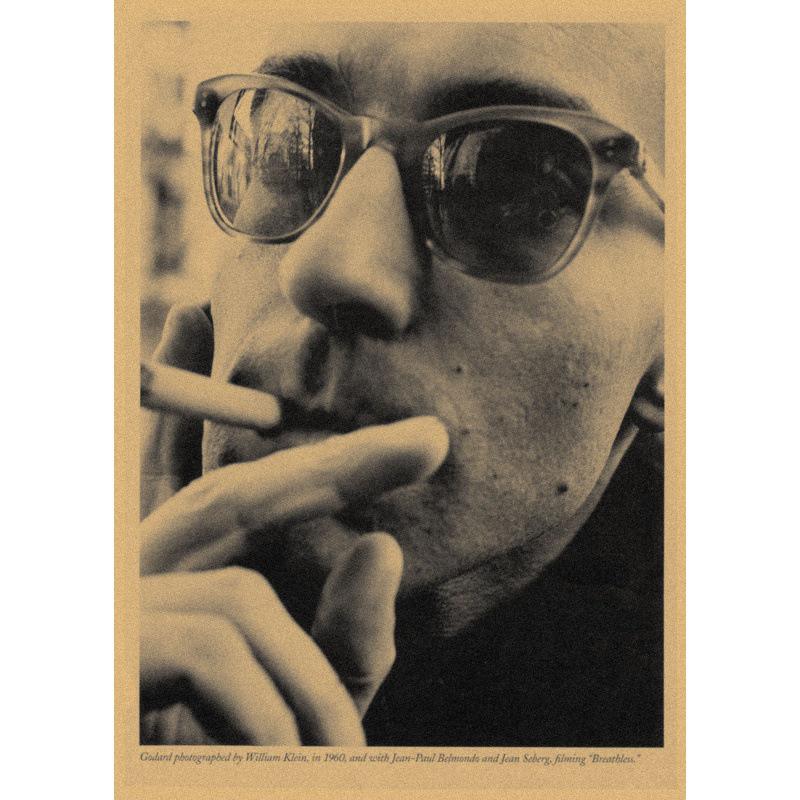 

Large Decorative Jean-Luc Godard Retro Kraft Paper Movie Poster for Bar or Coffee Shop Yellow Kraft Paper (No Glue) 30X42 cm