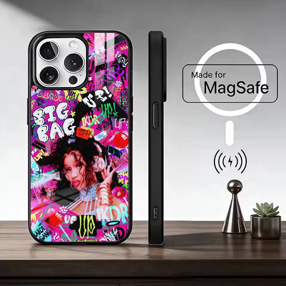 

Чехол для телефона в стиле Hip Hop C-Cardi B для iPhone17,16,15,14,13,12,11 Plus,Pro Max, Новый магнитный беспроводной заряд iPhone11ProMax