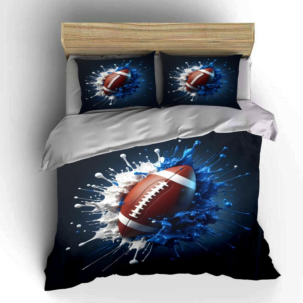Sports-Themed Splashes Football Gear  kid's and adults' bedroom decor, Exquisite three-piece bedding set gift