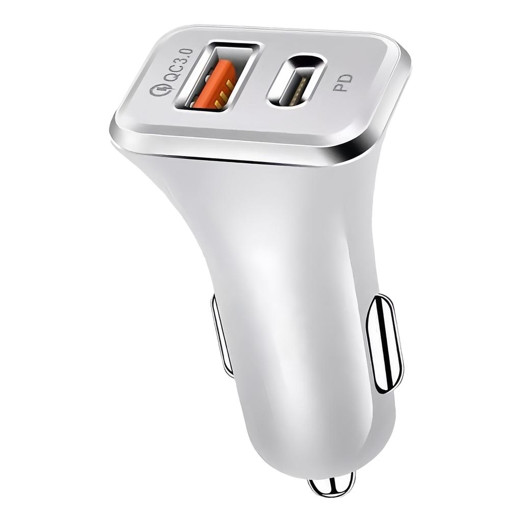Double Port Fast Car Charger USB C PD18W and USB A QC3.0 Quick Charging Adapter for Smartphones Tablets Laptops