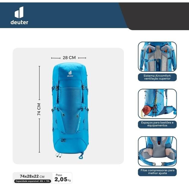 Backpack Deuter Aircontact Core 40+10 Reef/ink (3350122-1358)