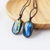 Energy Quartz Necklaces Natural Labradorite Pendant Unisex Waterdrop Shape Healing Crystal Necklace Moonstone Ornament