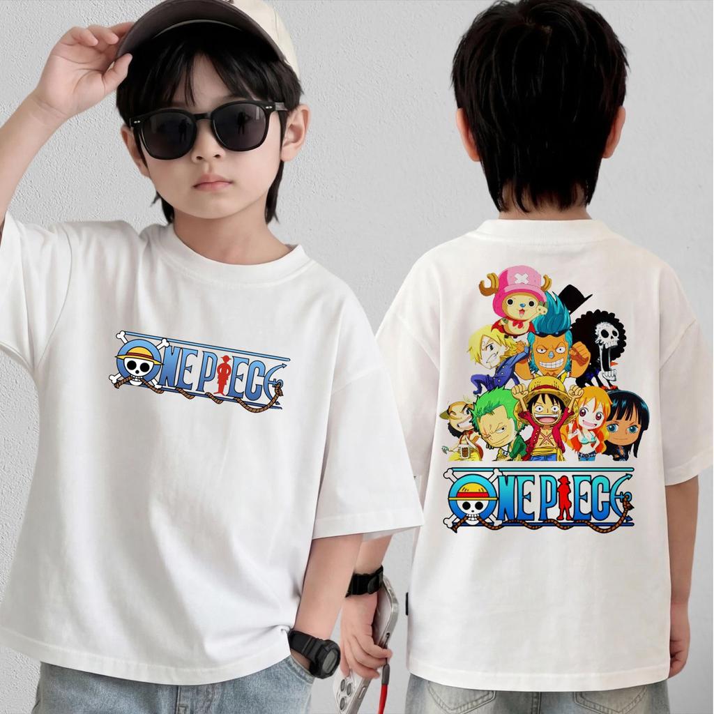 Anime One Piece Cosplay TShirt Cotton Short Sleeve Tops Casual Loose Retro TShirt Men Women Kids Family Matching Outfits
