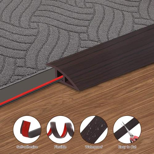1-meter self-adhesive carpet and laminate, tile strip, entrance strip, suitable for carpets, floors, and thresholds 7mm to 10mm high (A5010, Black Wal