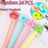 24 PCS Sweet Doughnut Shaped Gel Pens Water-Based 0.5mm Black Ink Assorted Colors Novelty Doughnut Stationery Cartoon Writing Tools Back School