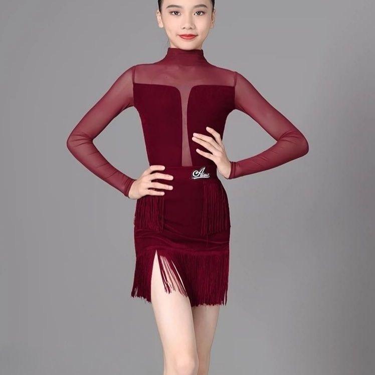 Costume for Girls Long Sleeve Dresses Clothes for Girls Latin Dance Dress Girl Stage Costume Latin Dance Dress Woman Competition