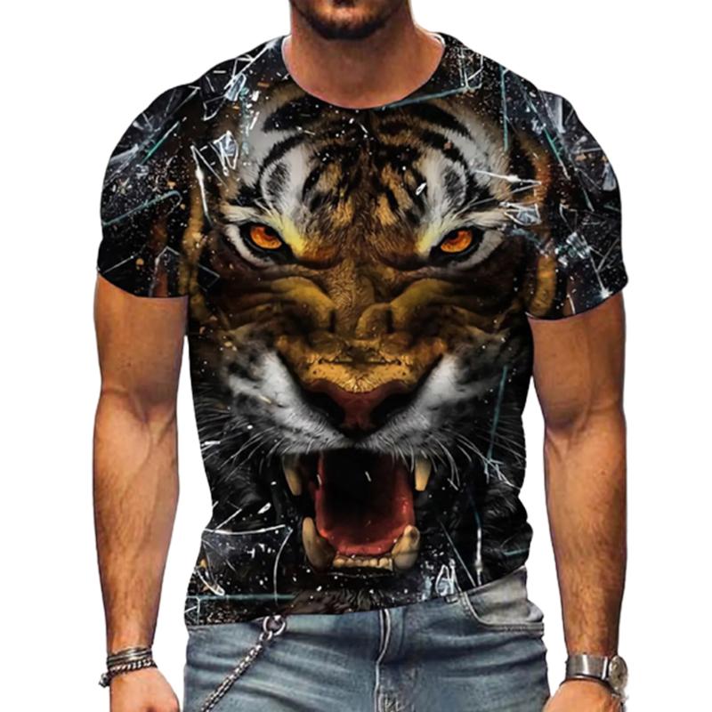 

Новая летняя мужская модная футболка, мужская футболка с принтом мудрого тигра, топ 8XL белый