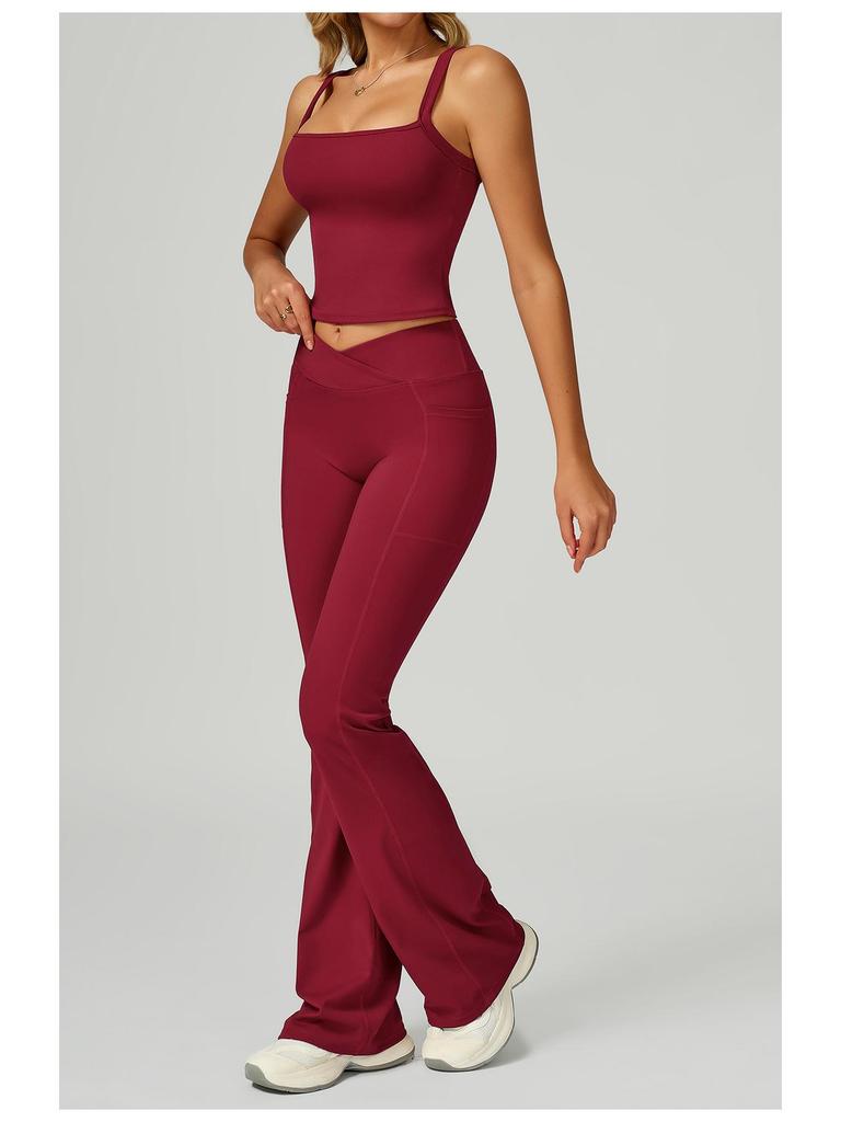 Women's Nude Feeling Yoga Set: High-Waist, Hollow-Back, Tummy Wrap, Tight-Fit for Running and Fitness