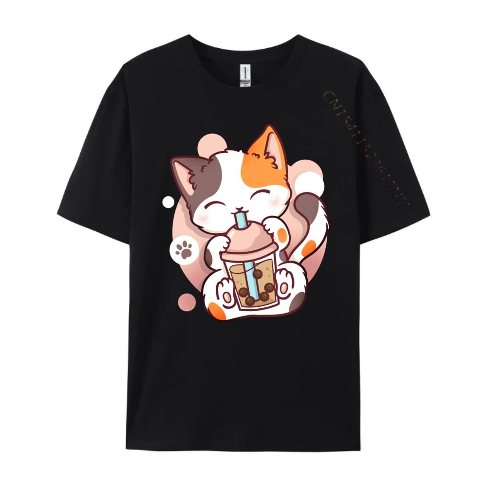 Cat Boba Tea Bubble Tea Anime Kawaii Neko Streetwear Unisex Camiseta Cinco De Mayo