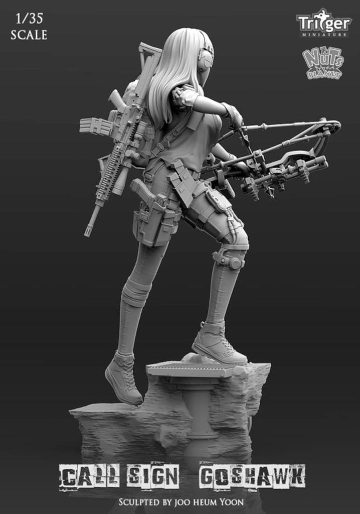 Nuts Planet Call sign is Goshawk Female scout with compound bow Unpainted resin assembly kit T35022 1/35