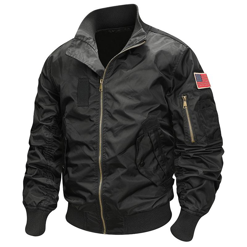 

Весенне-осенняя куртка мужская куртка-авиатор бейсбольная форма модная молодежная мужская свободная куртка большого размера M чёрный