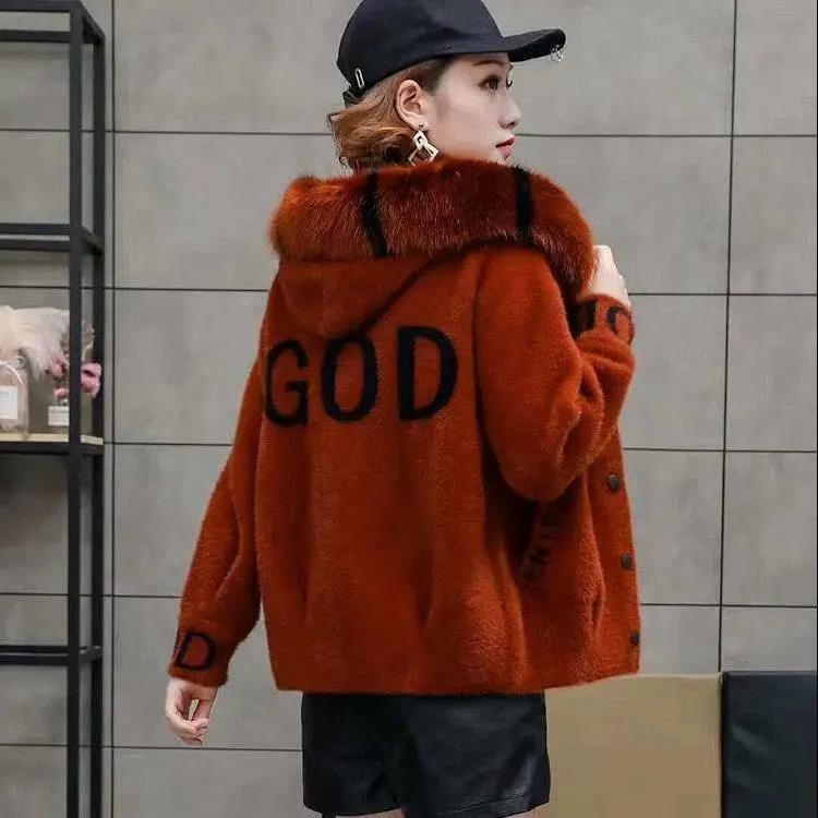 Fall and Winter Sweater Women Cardigan Jacket Loose Faux Mink Jacket