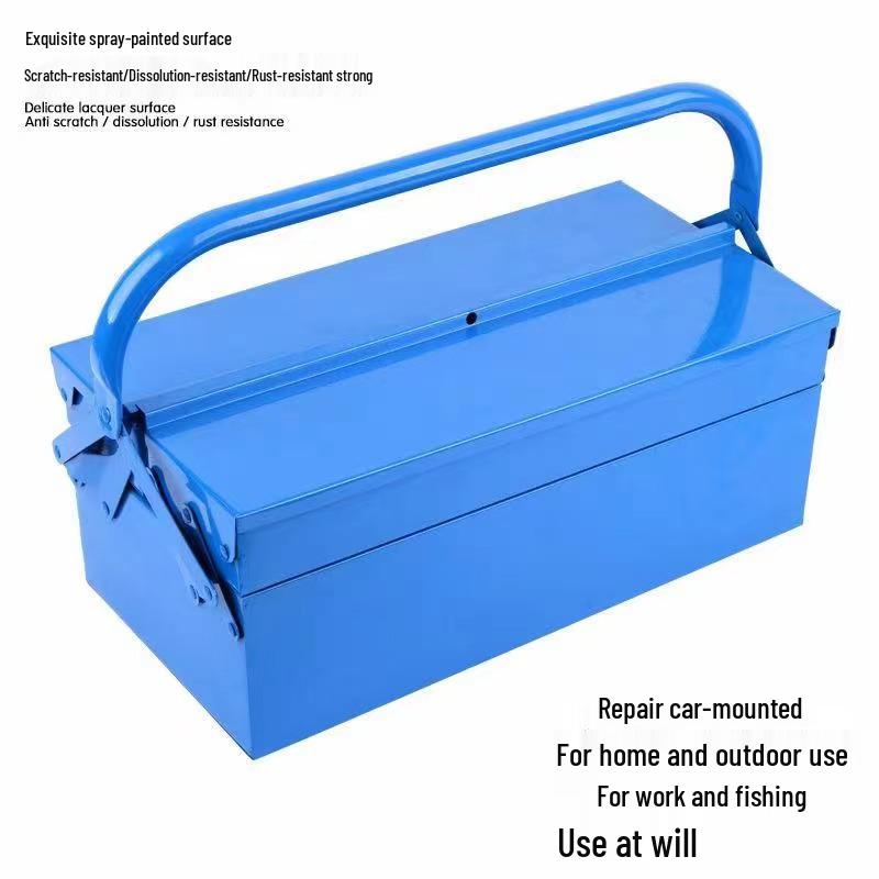 Thickened Double-Layer Metal Toolbox with Three-Layer Folding Design