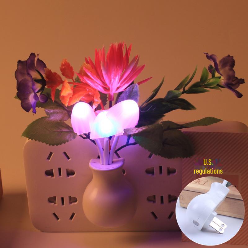 

Трансграничный светодиодный ночник-тюльпан: Встраиваемая лампа-гриб с датчиком освещенности, соответствующая стандартам США/Европы. 0.5W