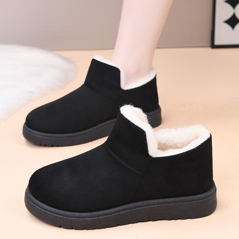 Plus-Schuhe für Damen 36-41 Wintermode Plüsch Warm Bequem Zum Hineinschlüpfen Plateau-Keilabsätze Rutschfeste Flache Schuhe Freizeit Damen Schneestiefel