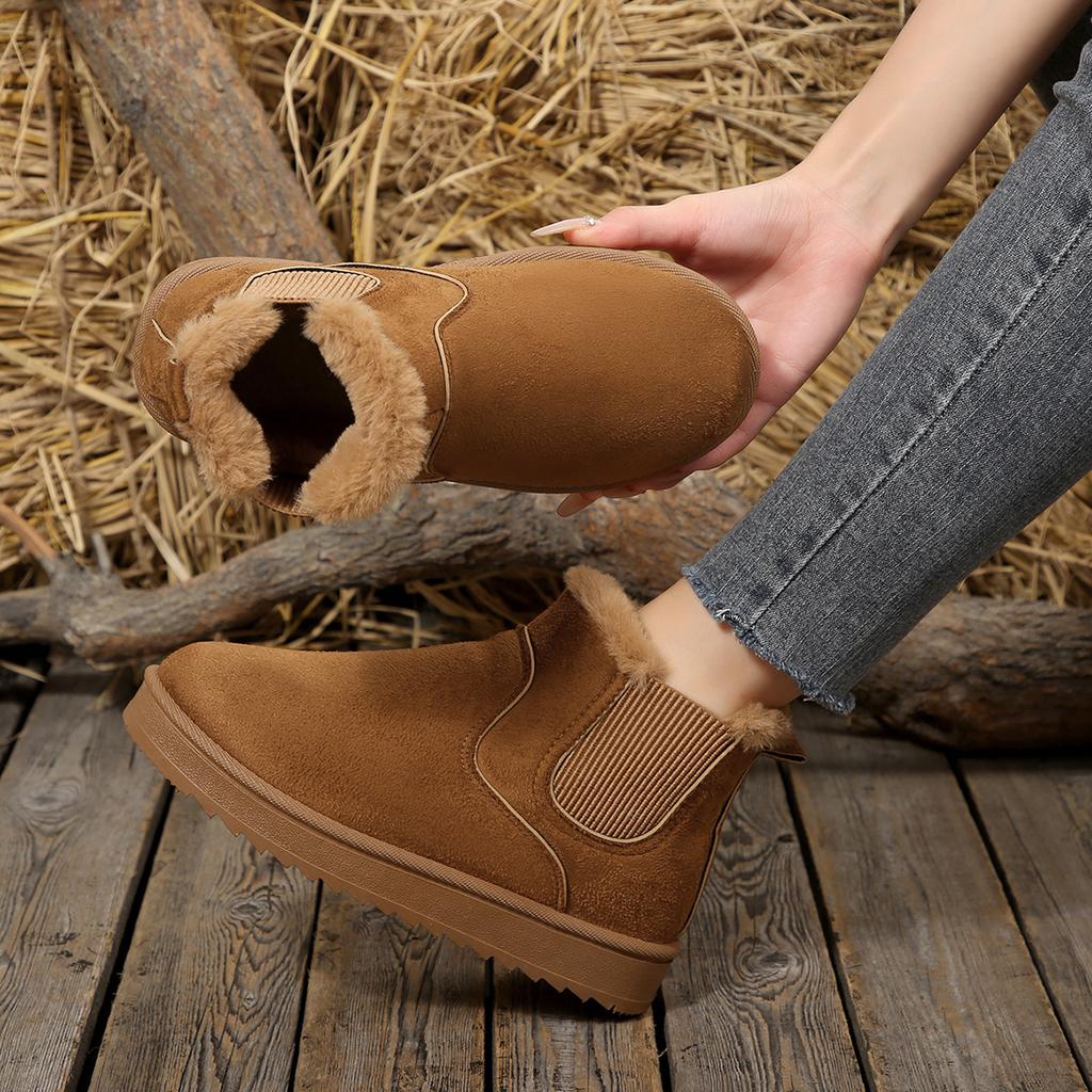 Fashion 2025 Winter Women Snow Boots Casual Slip On Ankle Boots Female Thickened Fluff Flats Sneakers Plush Warm Waterproof Shoes Ladies