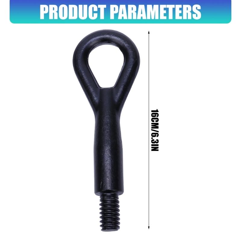 Vehicle Tow Eye Hook 1674282with Screw-In Mounting End and Closed Loop, Black Metal Part for Vehicle Towing Attachment