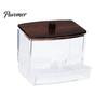 Jewelry Storage Box with Bamboo Lid Dustproof Moisture Resistant Clear Transparent Acrylic Case Container Cotton Swabs Dental Floss Organizer