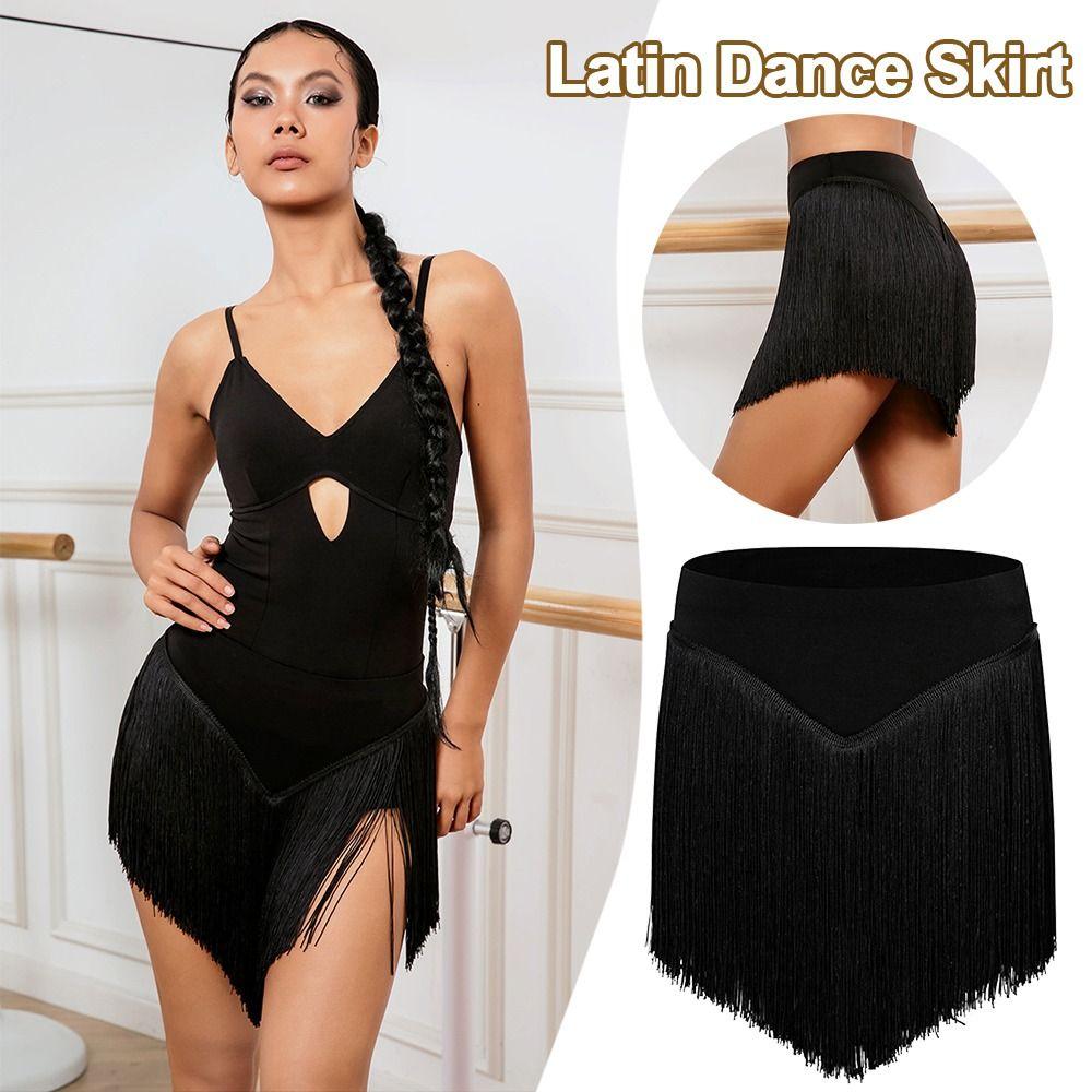 Fashion Tassel Latin Dance Skirt V Half Professional Rumba Dance Skirt Stage Costume Adjustable Performance Costume for Women