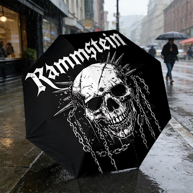 Skull Crossbones 8 Ribs 3Fold Black Glue Uv Protection Umbrella Sun Protection Rainproof Compact Folding Umbrella For Travel Daily Use C923820