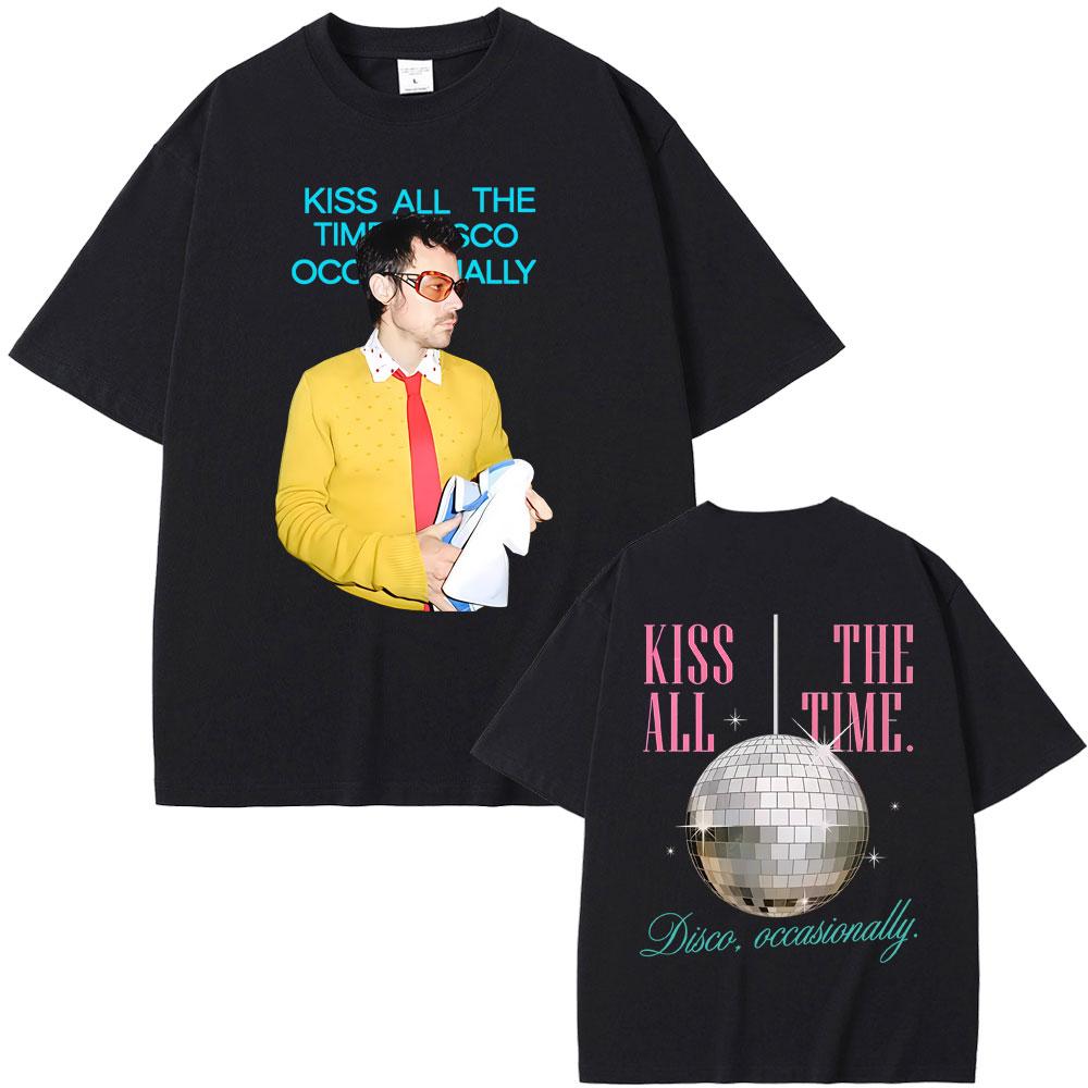 Küss Mich Immer Disco Gelegentlich Grafik T-Shirt Herren Damen Mode Hip Hop Übergroße T-Shirts Herren Freizeit Baumwoll-T-Shirts