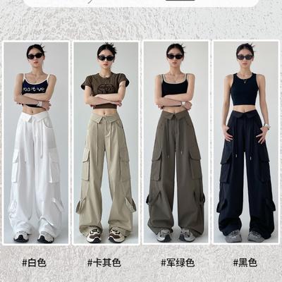 Combinaison de parachutiste à séchage rapide pour femme, automne, nouveau design, taille cintrée, décontractée, ample, droite, jambe large, pantalon de survêtement
