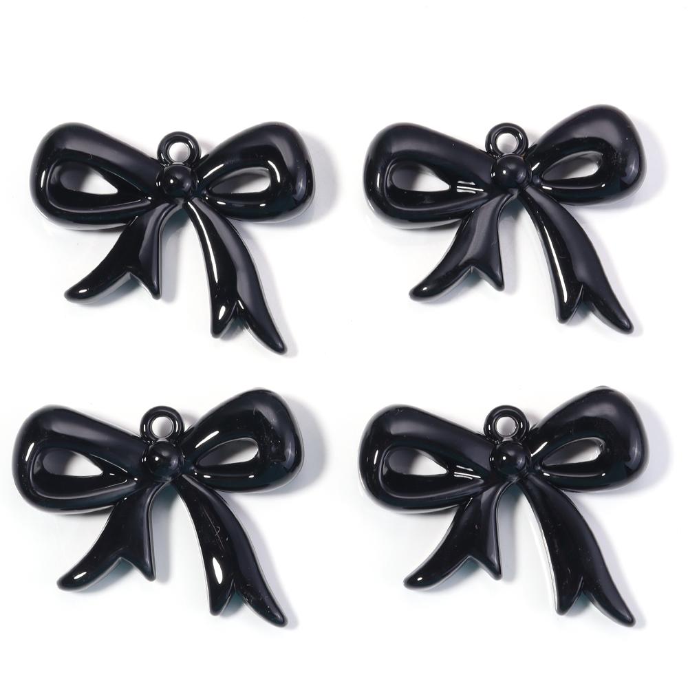 

4pcs 49x40mm Bowknot Acrylic Charms Colorful Bow Charms Pendants For Jewelry Making DIY Necklace Phone Key Chain Accessories чёрный