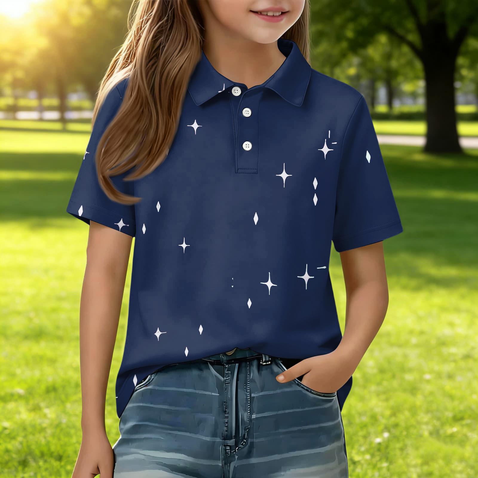 

Children s Daily Casual Short-sleeved Print Tops T-shirts Shirts 120 Темно-синій