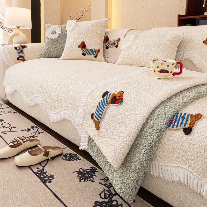 New Chenille Sofa Cushion Cartoon Cute Special-Shaped Sofa Cover Fixed Non-Slip One-Piece Seat Cushion